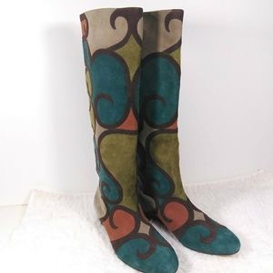Reed Evins Tall Suede Leather MultiColor Boots 7.5